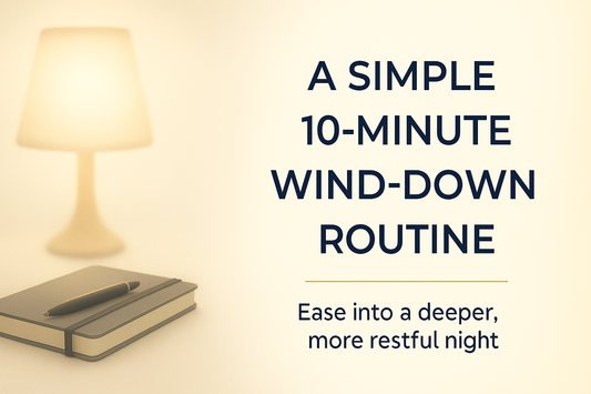 Ashwagandha supplement bottle with gold accents beside calming herbs on a soft cream background, Revora branding.