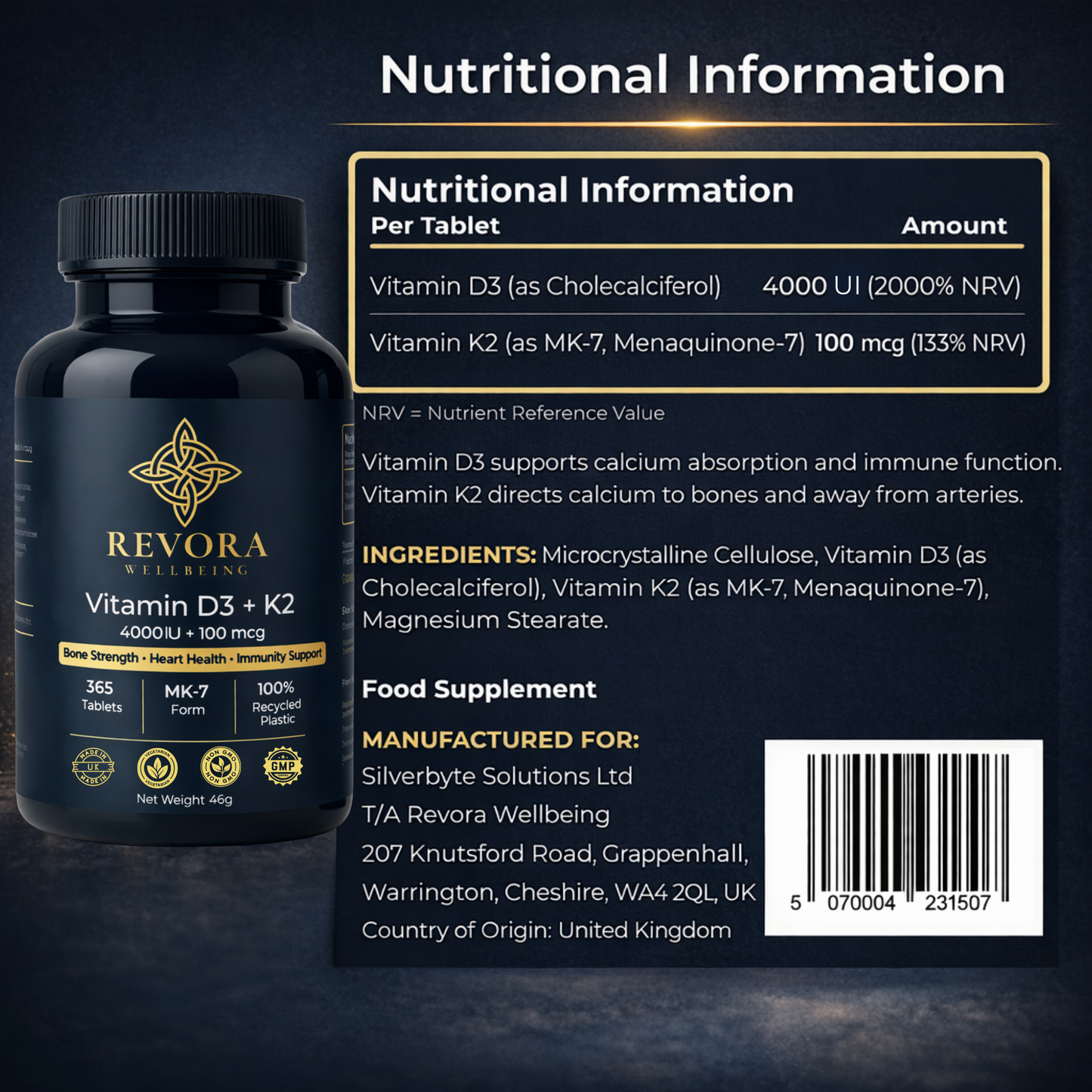 Vitamin D3 + K2 4000 IU